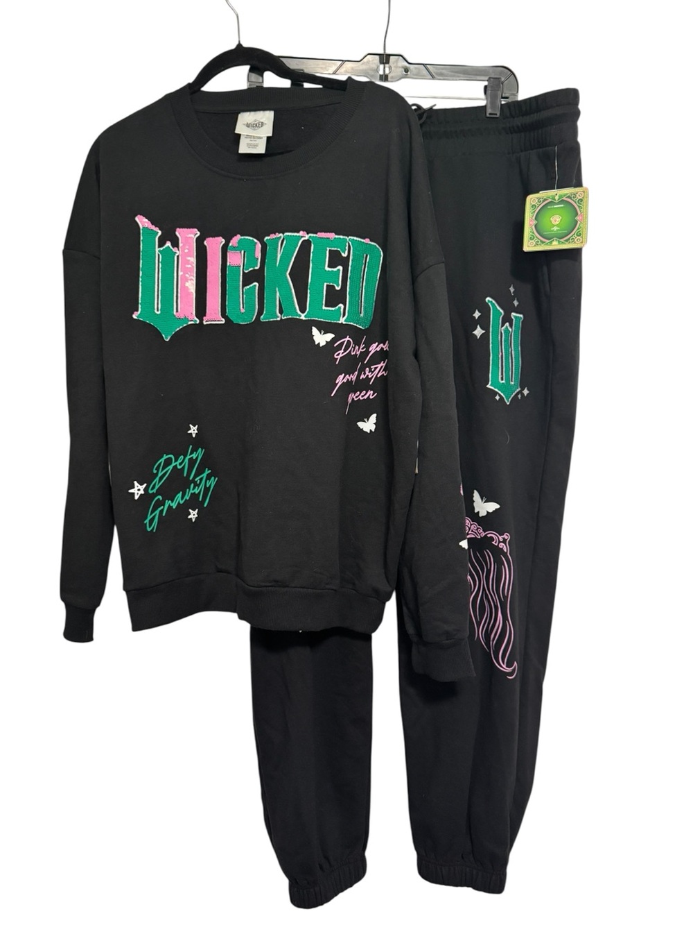 🌟 NWT Wicked Movie Elphaba & Glinda Sequin Graphic Joggers Sweatpants Size XXL - Picture 6 of 6